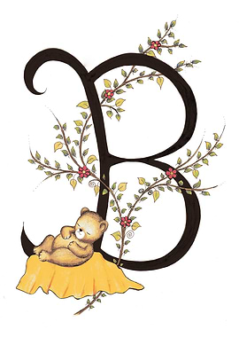 Floral Letter B with Bear