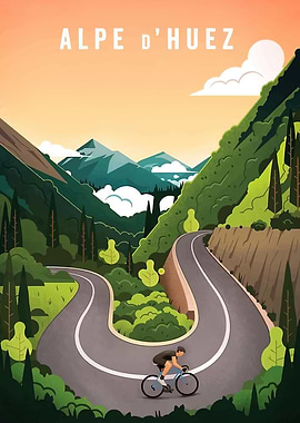 Alpe d'Huez Cycling Poster