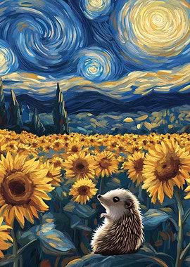 Hedgehog Sunflower Field