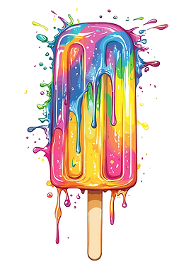 Melting Rainbow Popsicle
