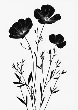 Black and White Floral Silhouette