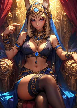 Blue-Eyed Queen Anime Girl Waifu