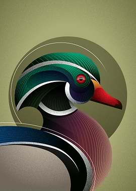 Geometric Wood Duck Illustration