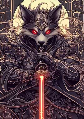 Wolf Samurai with Red Lightsaber