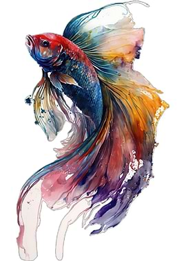 Watercolor Betta Fish