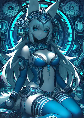 Cyberpunk Anime Girl Gaming