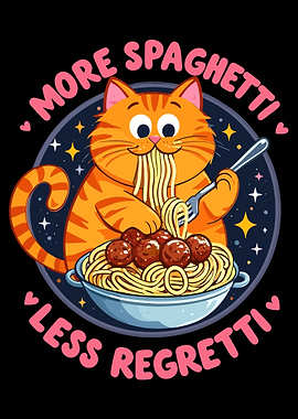 Cat Eating Spaghetti
