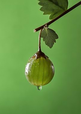 Green Gooseberry with Dewdrop