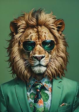 Lion in Suit and Sunglasses