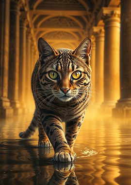 Cat Walking Through Columns