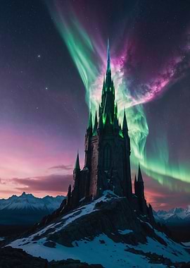 Castle Under Aurora Borealis