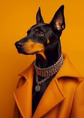 Doberman in a Coat