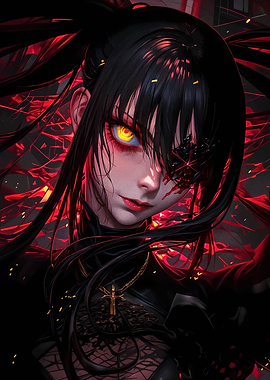 Anime Girl with Red Eye