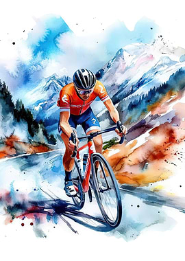 Cyclist in Mountain Pass