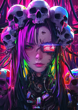 Cyberpunk Skull Girl