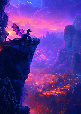 Dragon Overlooking City