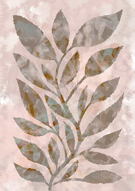 Mocha Watercolor Leaf Branch