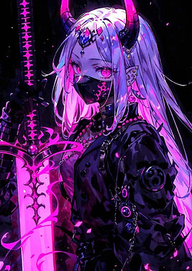 Anime Demon Girl with Sword