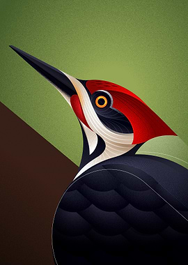 Geometric Pileated Woodpecker Illustration