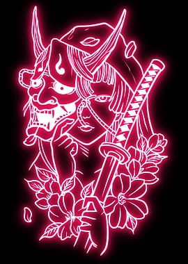Neon Oni Warrior Girl