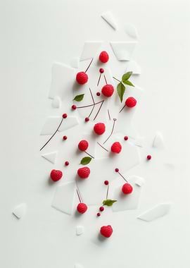 Raspberries on White