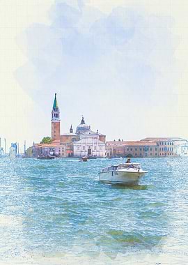 Venice Canal with Church