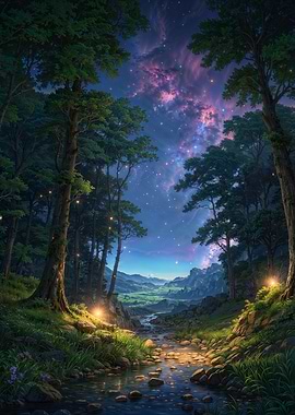 Starry Night Forest
