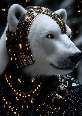 Polar Bear in Golden Armor Animal