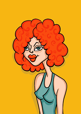 Cartoon Woman with Red Hair
