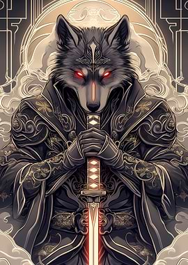 Wolf Samurai Art Print