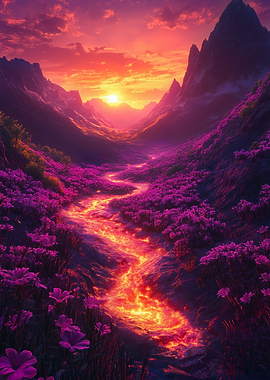 Lava River Sunset and meadows