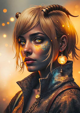 Golden-Eyed Woman with Horns