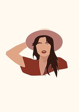 Woman in Hat Illustration