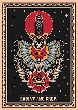 Butterfly & Dagger Tattoo