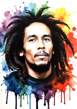 Bob Marley Watercolor Portrait