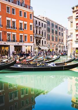 Gondolas in Venice Canal