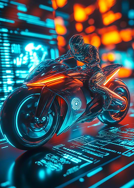 Futuristic Motorcycle Rider