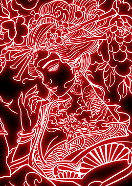 Geisha Tattoo Art neon
