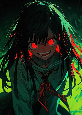 Anime Girl with Red Eyes