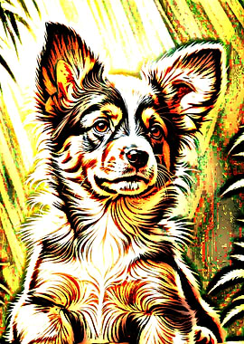 Dog Portrait in Yellow