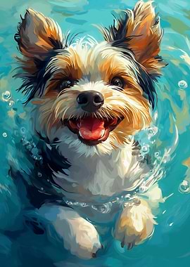 Biewer Yorkshire Terrier Swimming