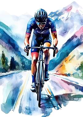 Cyclist in Mountain Pass