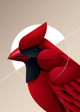 Geometric Cardinal Bird Illustration