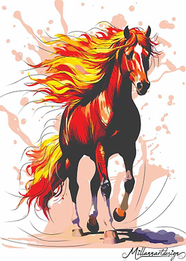 Fyr - Fiery Horse Watercolor