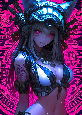 Cyberpunk Anime Girl Gaming