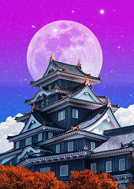 Japanese Castle Full Moon