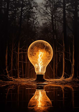 Lightbulb in Forest
