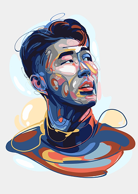 abstract portrait, Son Heung-min soccer athlete from South Korea