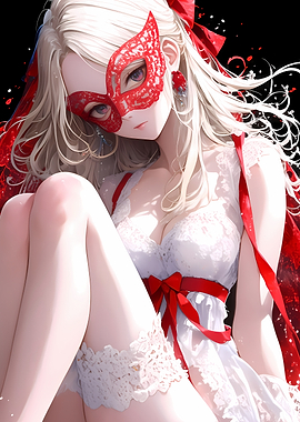 Anime Girl in Red Mask
