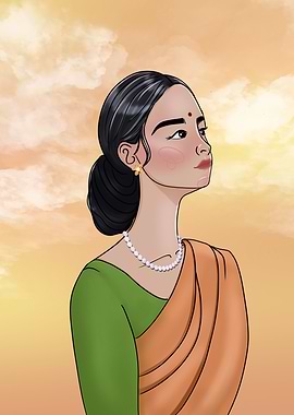 Elegant Indian Woman Portrait at Sunset